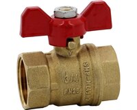 Zawór kulowy, 4MS, gwinty wewnętrzne G3/8", rączka czerwona, mosiądz, seria 516 (516003) – Sferaco