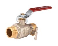Zawór kulowy, gwinty zewnętrzne G 3/4", z odpowietrzeniem, płaskie gniazdo, z rączką, mosiądz, seria 543 (543005) – Sferaco
