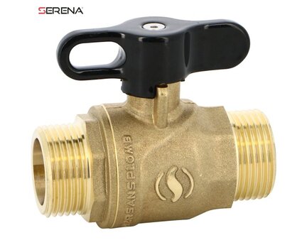 Zawór kulowy CW724R Serena, gwinty zewnętrzne G 3/4", z czarną manetką, mosiądz, seria 565S (565005S) – Sferaco