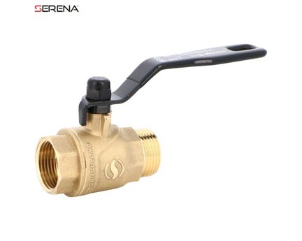 Zawór kulowy CW724R Serena, gwint zewnętrzny i wewnętrzny DN 1/4", z czarną dźwignią, mosiądz, seria 571S (571002S) – Sferaco