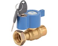 Zawór do wodomierza, z blokadą, gwint wewnętrzny i nakrętka zabezpieczająca G 3/4"-1", seria 637, mosiądz (637056) – Sferaco