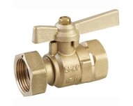 Zawór kulowy prosty, gwint wewnętrzny G 3/4"-nakrętka obrotowa G 1/2", manetka mosiężna, mosiądz 4MS, seria 648 (648054) – Sferaco