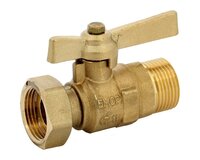 Zawór kulowy prosty, gwint zewnętrzny G 3/4"-nakrętka obrotowa G 3/4", manetka mosiężna, mosiądz 4MS, seria 649 (649055) – Sferaco