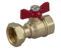 Zawór przed wodomierzem, prosty, gwinty wewnętrzne G 3/4"-1/2", czerwony motylek, mosiądz 4 MS, seria 635 (635054) – Sferaco