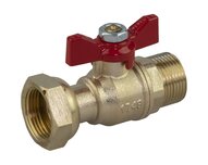 Zawór przed wodomierzem, prosty, gwinty zewnętrzne G 1/2"-1/2", czerwony motylek, mosiądz 4MS, seria 636 (636044) – Sferaco