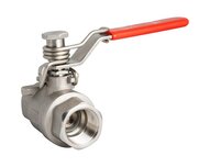 Zawór kulowy, 2-częściowy, DN1/4", DIN M3, z rączką i powrotem sprężyną, stal nierdzewna, seria 7062 (706202) – Sferaco