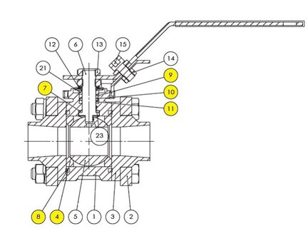 Zestaw uszczelek TFM1600 do zaworu ELSA, DN65, przepływ pełny, seria 98ELJOINT (98ELJOINT65) - Sferaco