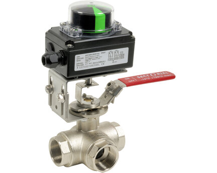 Zawór kulowy BSP 513-L 3W 2" + SF012 BSP FFF CW617N / Skrzynka krańcówek