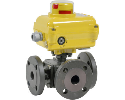Zawór kulowy stalowy 783 3-drożny kula L DN32 + SA05 230V napęd elektryczny 230V AC