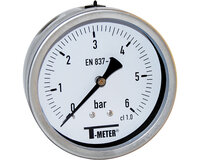 Manometr z obudową nierdzewną, tarcza D100, przyłącze tylne 1/2", zakres -1/+1 bar, seria 1625 (1625001) – Sferaco
