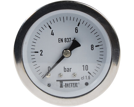 Manometr całkowicie nierdzewny, sucha tarcza D63, przyłącze tylne 1/4", zakres 0–6 bar, seria 1626 (1626005) – Sferaco