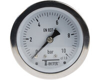 Manometr całkowicie nierdzewny, sucha tarcza D63, przyłącze tylne 1/4", zakres 0–60 bar, seria 1626 (1626010) – Sferaco