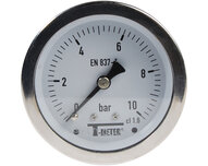 Manometr całkowicie nierdzewny, sucha tarcza D63, przyłącze tylne 1/4", zakres -1/+1 bar, seria 1626 (1626001) – Sferaco