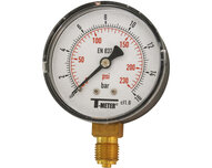 Manometr z obudową ABS, sucha tarcza D63, przyłącze dolne 1/4", zakres 0–4 bar, seria 1643 (1643004) – Sferaco