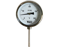 Termometr bimetaliczny ze stali nierdzewnej, tarcza D100, montaż promieniowy, trzpień 77 mm, zakres -30/+50°C, seria 1680 (1680001) – Sferaco