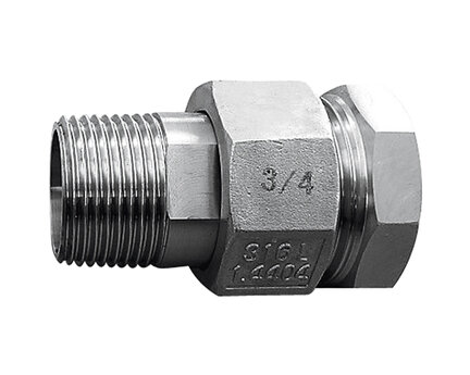 Złączka union 3-częściowa, gwint zewnętrzny × gwint wewnętrzny 1", stal nierdzewna, seria 2066 (2066006) – Sferaco