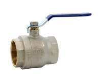 Zawór kulowy, gwinty wewnętrzne G 1-1/2", rączka płaska niebieska, korpus mosiężny, seria 508 (508008) – Sferaco