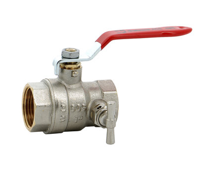 Zawór kulowy z odpowietrzeniem, gwint wewnętrzny G, G1/2", odpowietrzenie G1/4", dźwignia, mosiądz, seria 585 (585004) - Sferaco