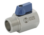 Zawór kulowy mini, monoblokowy, gwint zewnętrzny/wewnętrzny G3/8", PN63, stal nierdzewna, seria 732MF (732MF003) - Sferaco