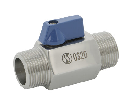 Zawór kulowy mini, monoblokowy, gwint zewnętrzny G1'', PN63, stal nierdzewna, seria 732MM (732MM006) - Sferaco