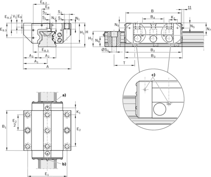 Wózek wałeczkowy, FNS, wielkość konstr. 100, stal CS, wysoka dokładność, RWA-100-FNS-C3-H-2 (R186123310) - Bosch-Rexroth