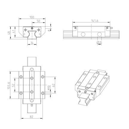 Wózek wałeczkowy, FLS, wielkość konstr. 35, stal CS, superprecyzyjna dokładność, RWD-035-FLS-C3-S-2 (R18533312X) - Bosch-Rexroth