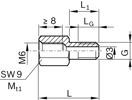 Przedłużacz, M6, M6X15-M6 (R345503604) - Bosch-Rexroth