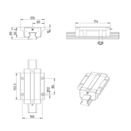 Wózek kulkowy Compact Line, FLS, wielkość konstr. 45, stal CS, dokładność: wysoka (luz), KWE-045-FLS-C0-H-1 (R205B49320) - Bosch-Rexroth