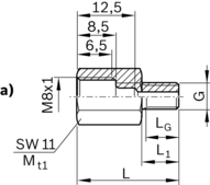 Element przyłączeniowy, rura o śr. 4 mm, M6X14,5-M8X1 (R345503088) - Bosch-Rexroth