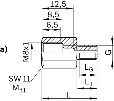 Element przyłączeniowy, rura o śr. 4 mm, M6X16-M8X1 (R345503052) - Bosch-Rexroth