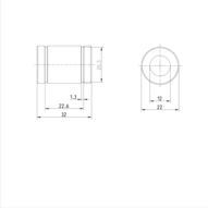 Tuleja toczna standardowa, zamknięta, 12, z uszczelką, KBM-12-D (R060101210) - Bosch-Rexroth