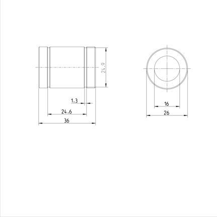 Tuleja toczna standardowa, zamknięta, 16, z uszczelką, KBM-16-D (R060101610) - Bosch-Rexroth