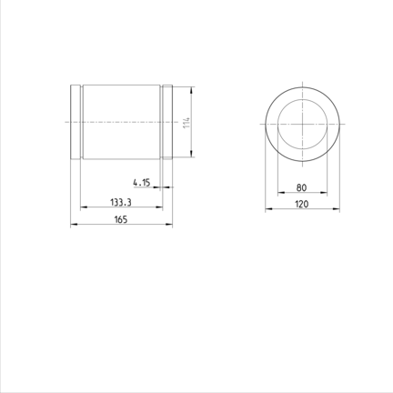 Tuleja toczna standardowa, zamknięta, 80, z uszczelką, KBM-80-D (R060108010) - Bosch-Rexroth