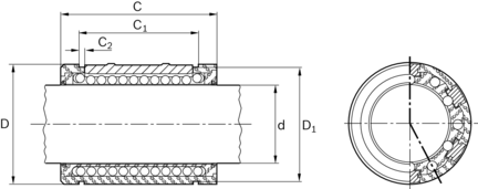 Tuleja toczna Super B, zamknięta, 20, z uszczelką, KBB-20-D (R067212040) - Bosch-Rexroth