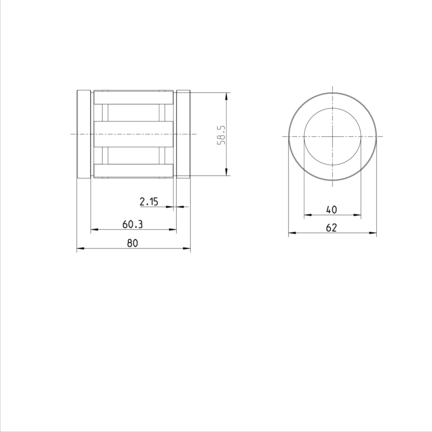Tuleja toczna Super B, zamknięta, 40, z uszczelką, KBB-40-D (R067214040) - Bosch-Rexroth