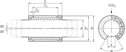 Tuleja toczna Super A, otwarta, 16, z uszczelką, KBA-O-16-D (R067111640) - Bosch-Rexroth