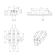 Wózek wałeczkowy, FLS, wielkość konstr. 25, stal CS, ultraprecyzyjna dokładność, RWD-025-FLS-C2-U-2 (R18532292X) - Bosch-Rexroth