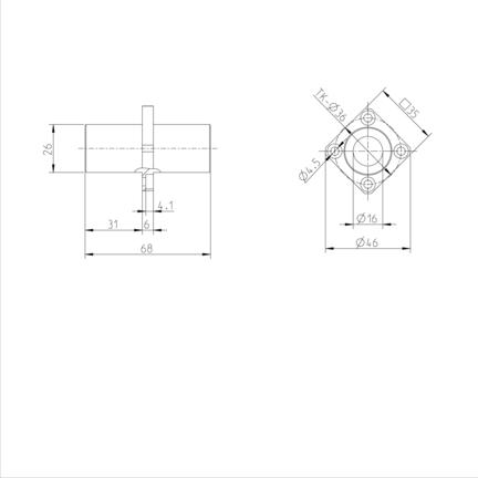 Tuleja toczna kołnierzowa, kołnierz środkowy, 16, z dwiema uszczelkami, KBMM-16-DD (R074251600) - Bosch-Rexroth