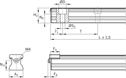 Szyna kulkowa, SNO, wielkość konstr. 25, stal CS, precyzyjna dokładność, KSA-025-SNO-P-MA-AB (R16052D232) - Bosch-Rexroth