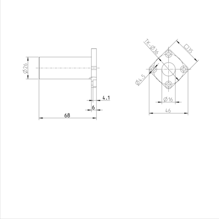 Tuleja toczna kołnierzowa, kołnierz, tandem, 16, z dwiema uszczelkami, KBMFT-16-DD-NR (R074121630) - Bosch-Rexroth