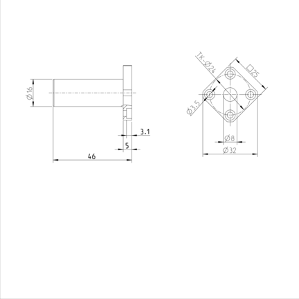 Tuleja toczna kołnierzowa, kołnierz, tandem, 8, z dwiema uszczelkami, KBMFT-8-DD (R074150800) - Bosch-Rexroth