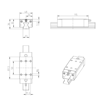 Wózek wałeczkowy, SLS, wielkość konstr. 25, stal CS, superprecyzyjna dokładność, RWD-025-SLS-C2-S-2 (R18232212X) - Bosch-Rexroth