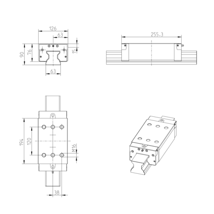 Wózek wałeczkowy, SLS, wielkość konstr. 65, stal CS, precyzyjna dokładność, RWD-065-SLS-C2-P-2 (R18236222X) - Bosch-Rexroth
