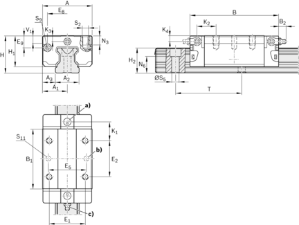 Wózek kulkowy, SNS, wielkość konstr. 30, aluminium, normalna dokładność, z łańcuchem kulkowym, KWD-030-SNS-C0-N-1 (R163279422) - Bosch-Rexroth