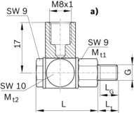 Złącze śrubowe obrotowe, 22 mm, M6, M6X10-M8X1-90DEG (R341706009) - Bosch-Rexroth