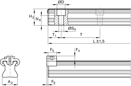 Szyna kulkowa, SNS, wielkość konstr. 15, stal CS, normalna dokładność, KSA-015-SNS-N-MA-BS (R160513431) - Bosch-Rexroth