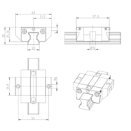 Wózek kulkowy, FKS, wielkość konstr. 20, resist NRII, wysoka dokładność, z łańcuchem kulkowym, KWD-020-FKS-C1-H-0 (R200081307) - Bosch-Rexroth