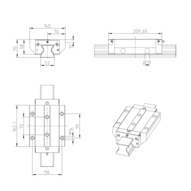 Wózek wałeczkowy, FLS, wielkość konstr. 55, stal CS, wysoka dokładność, RWD-055-FLS-C2-H-2-AS (R18535232A) - Bosch-Rexroth