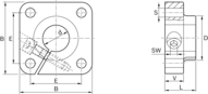 Kozioł wału (wspornik wału tylnego), żeliwo szare, 20-F, WBG-20F (R105602000) - Bosch-Rexroth