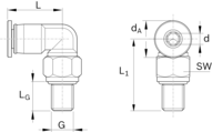 Przyłącze wtykowe, kątowe, M3 (R341707709) - Bosch-Rexroth